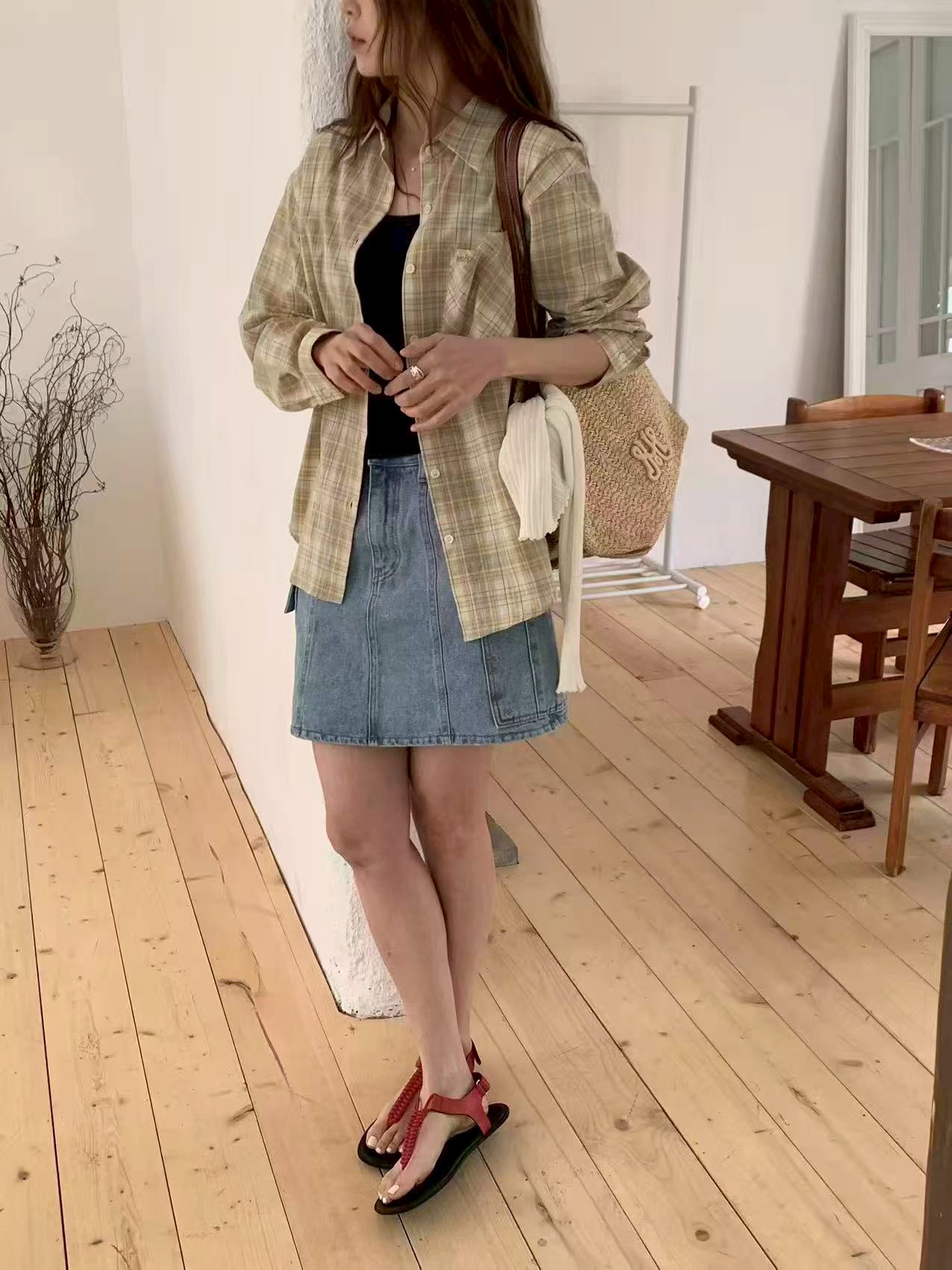 A61.工裝口袋牛仔短裙(內裡安全褲)