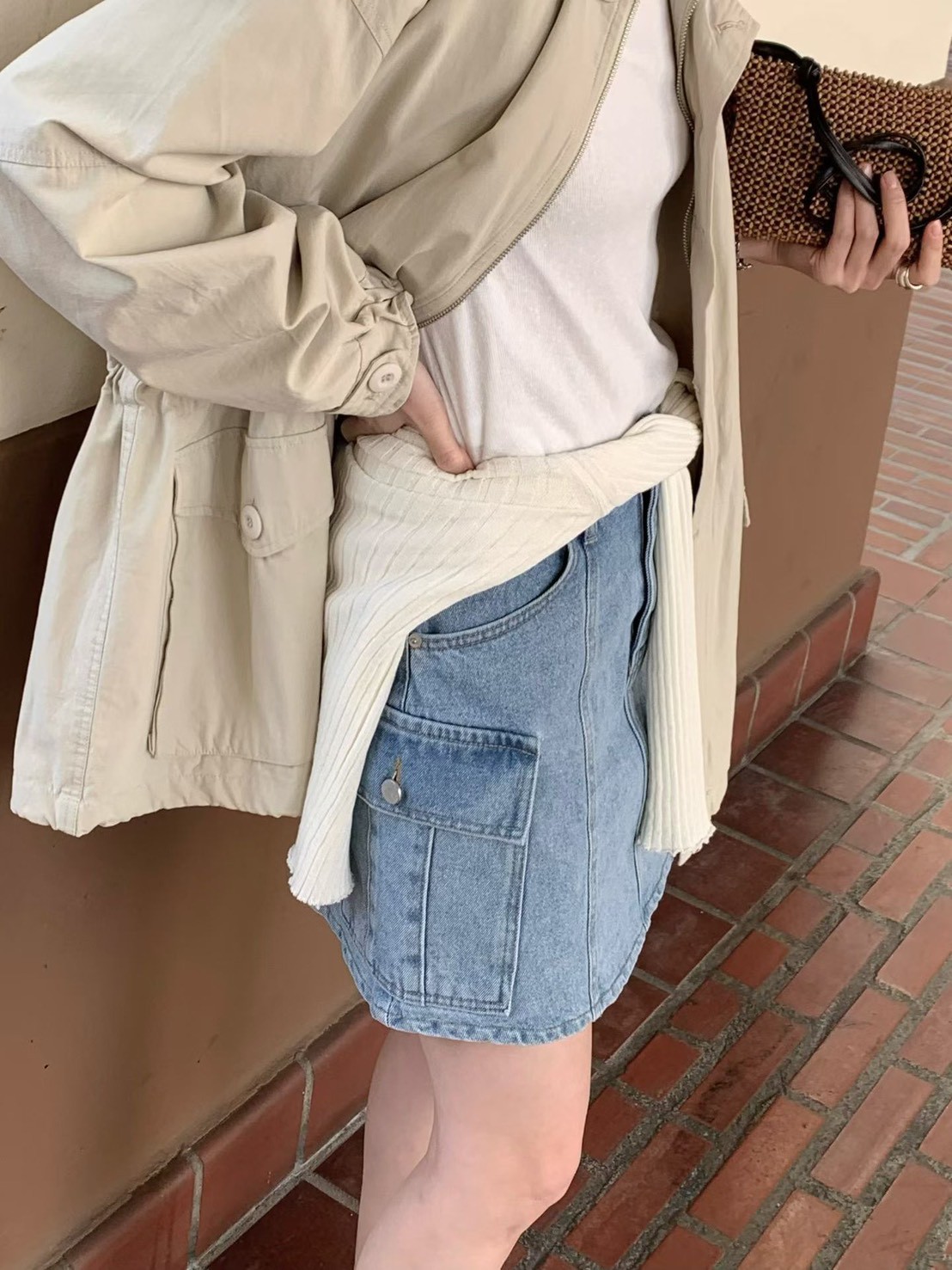 A61.工裝口袋牛仔短裙(內裡安全褲)