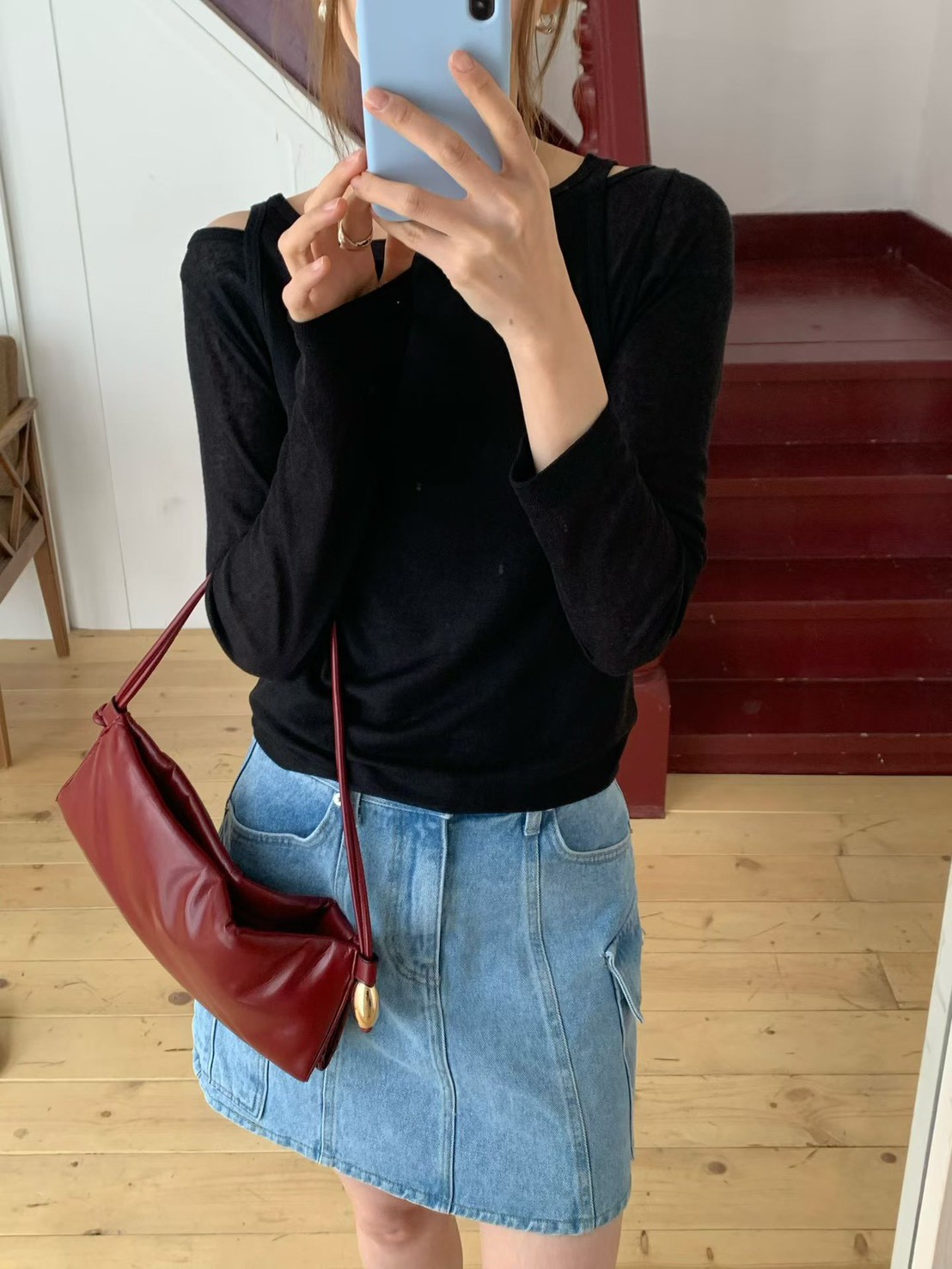 A61.工裝口袋牛仔短裙(內裡安全褲)