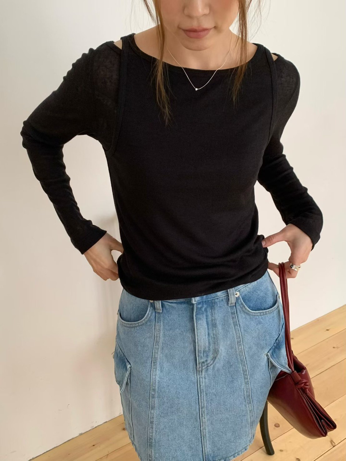 A61.工裝口袋牛仔短裙(內裡安全褲)