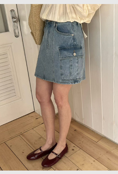 A61.工裝口袋牛仔短裙(內裡安全褲)