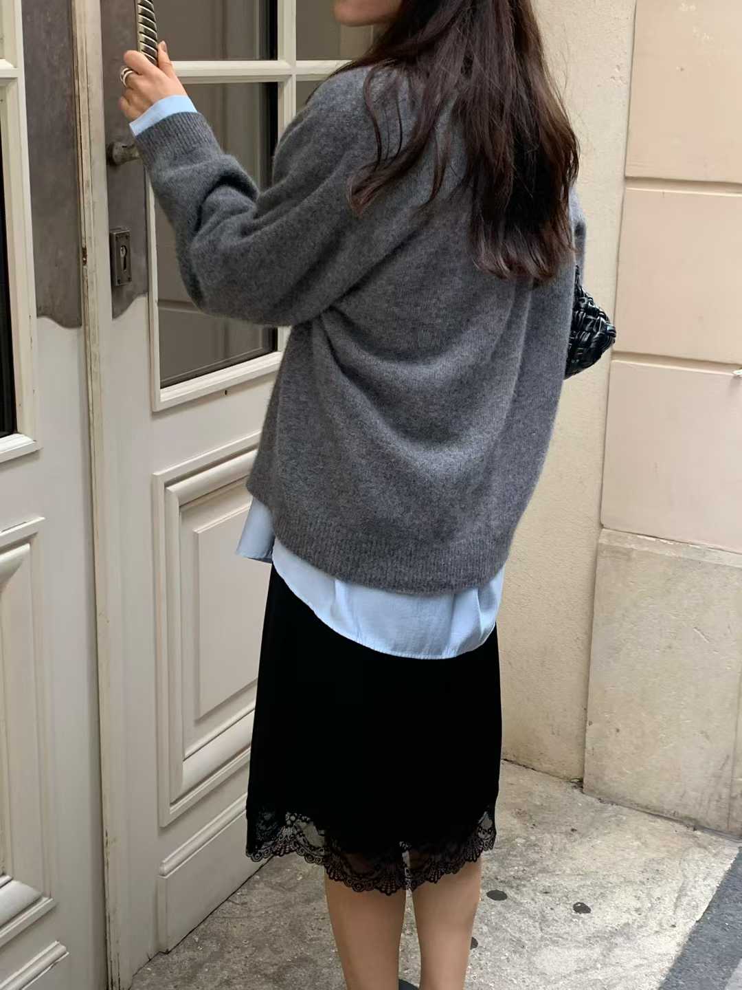 清爽家鬆緊腰下襬蕾絲裙