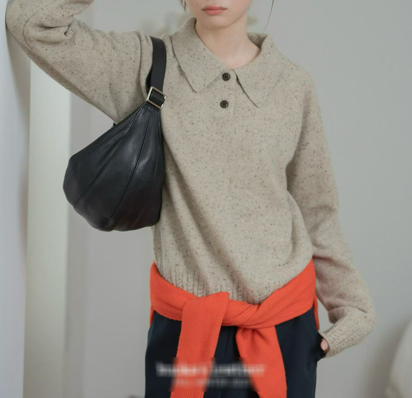 A12.可愛弧線真皮划艇(小)包