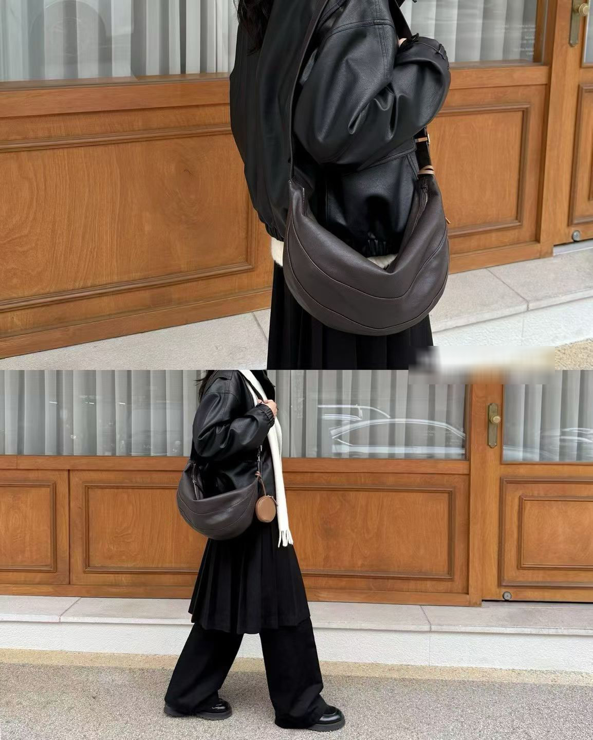 A11.可愛弧線真皮划艇(大)包