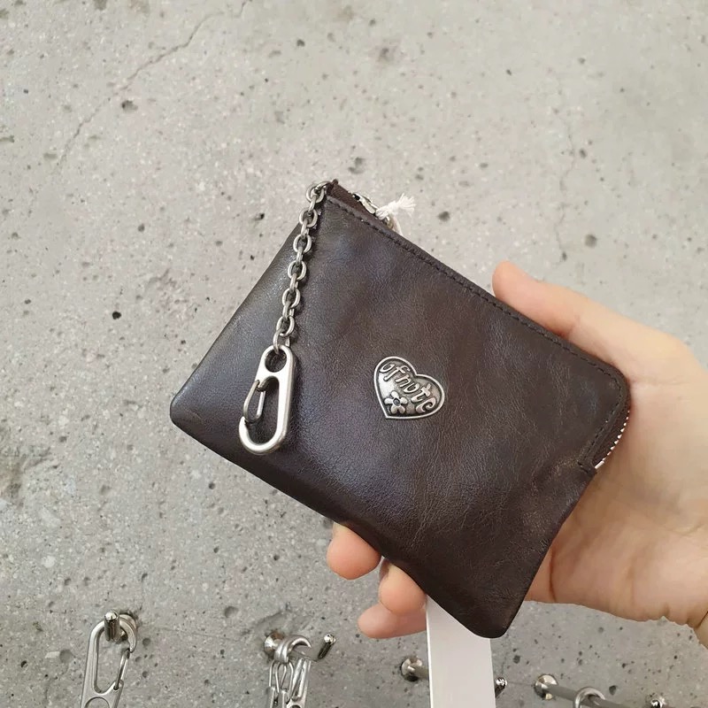A118.側鍊條愛心羊皮亮面零錢包