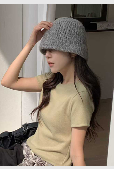 B01.小V家手鉤感可愛100%WOOL帽