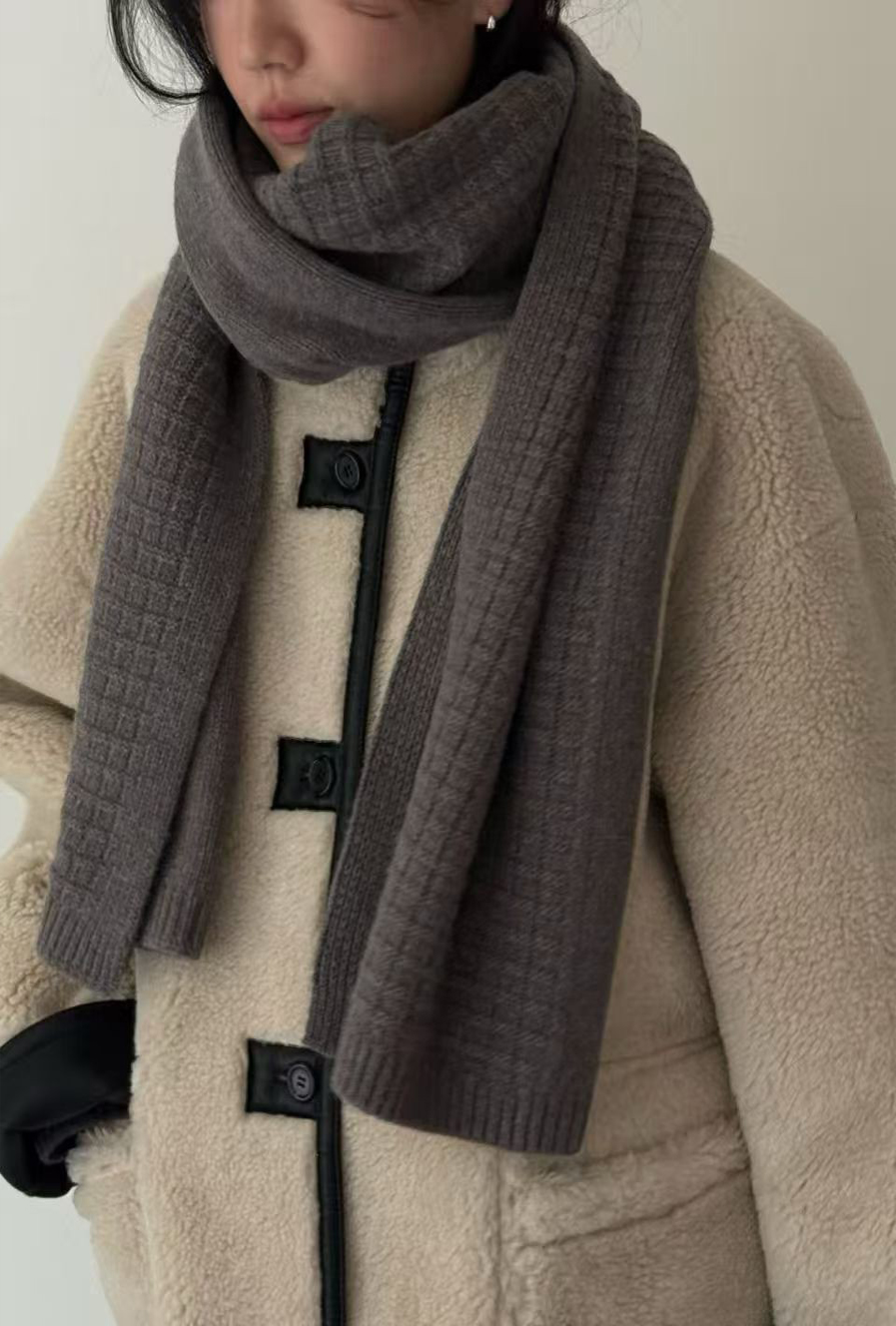 B36.瘦瘦歐膩格子餅乾保暖圍巾