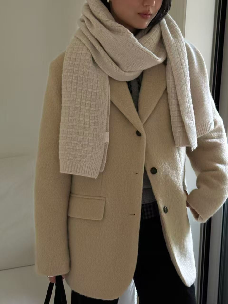 B36.瘦瘦歐膩格子餅乾保暖圍巾