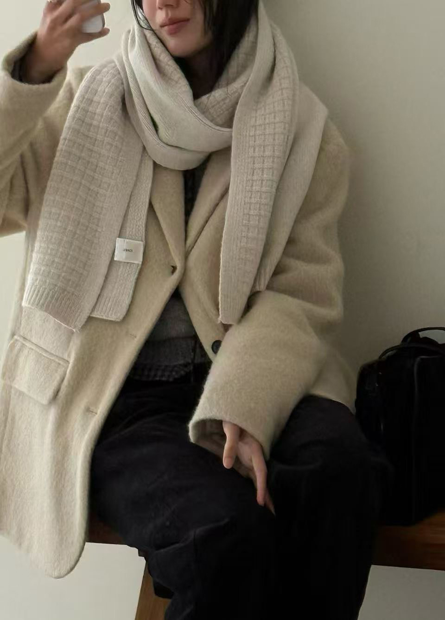 B36.瘦瘦歐膩格子餅乾保暖圍巾