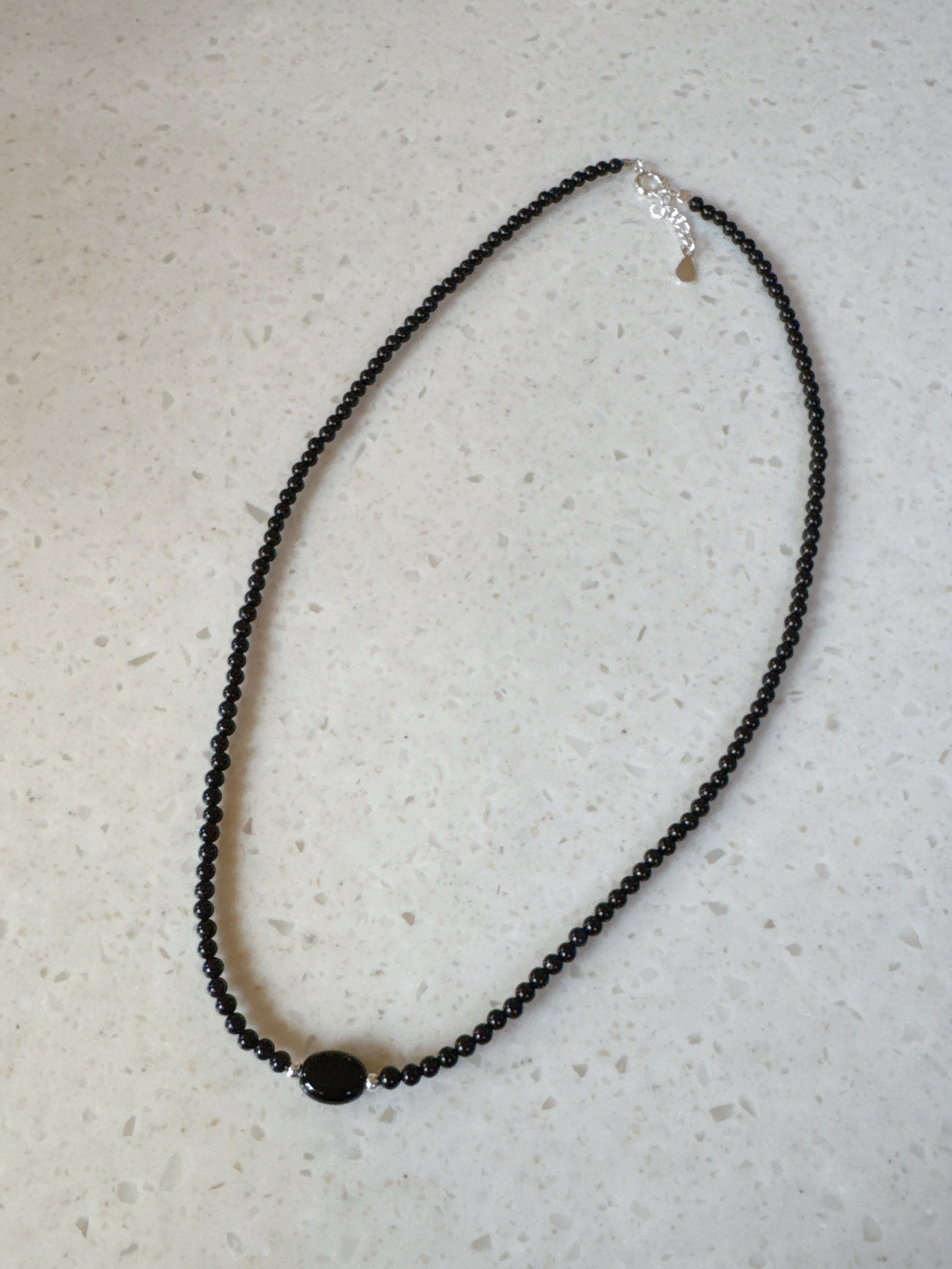 A34.925純銀黑曜之星小圓黑珠項鍊