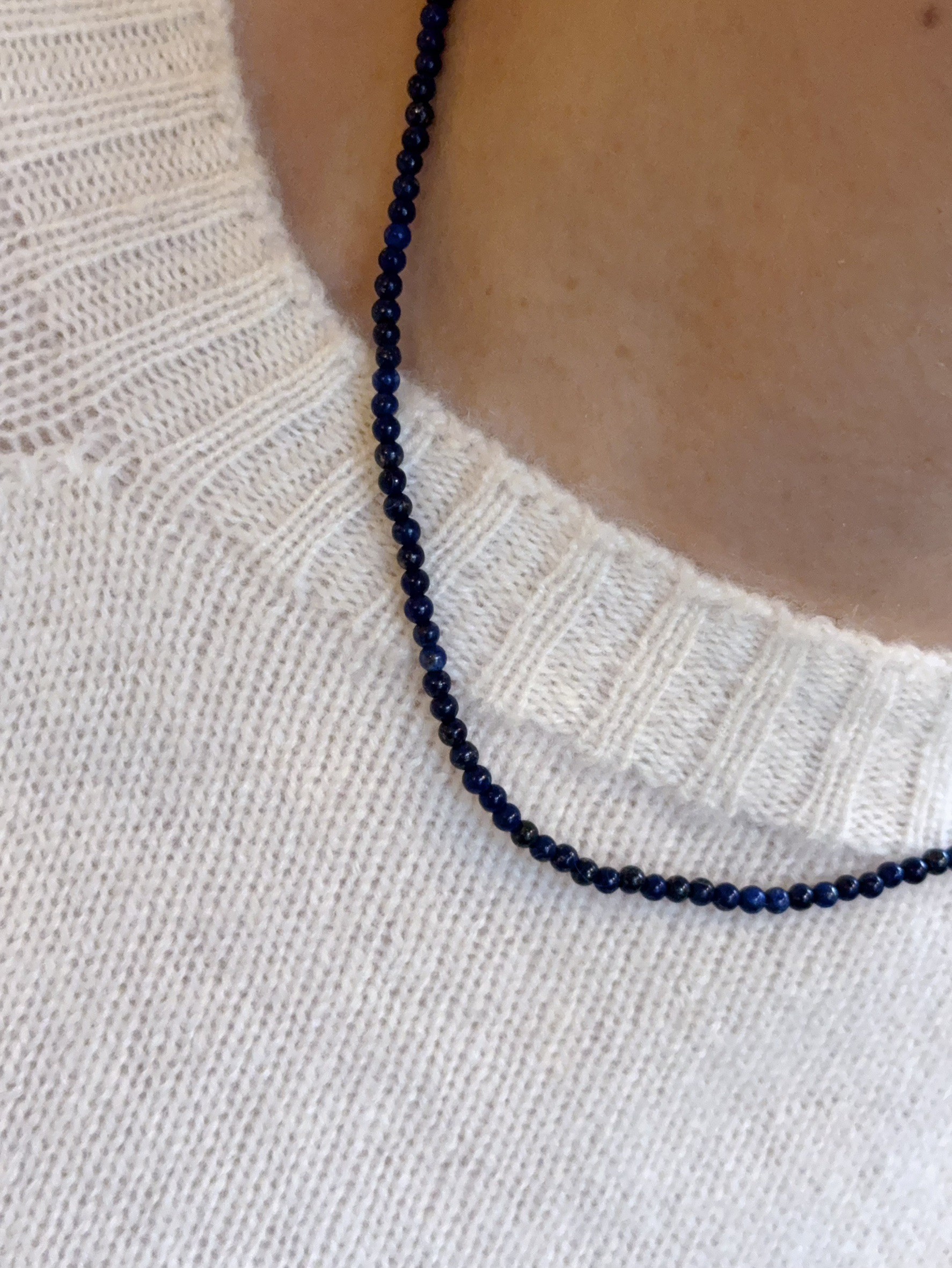 A41.925純銀青金石珠珠項鍊