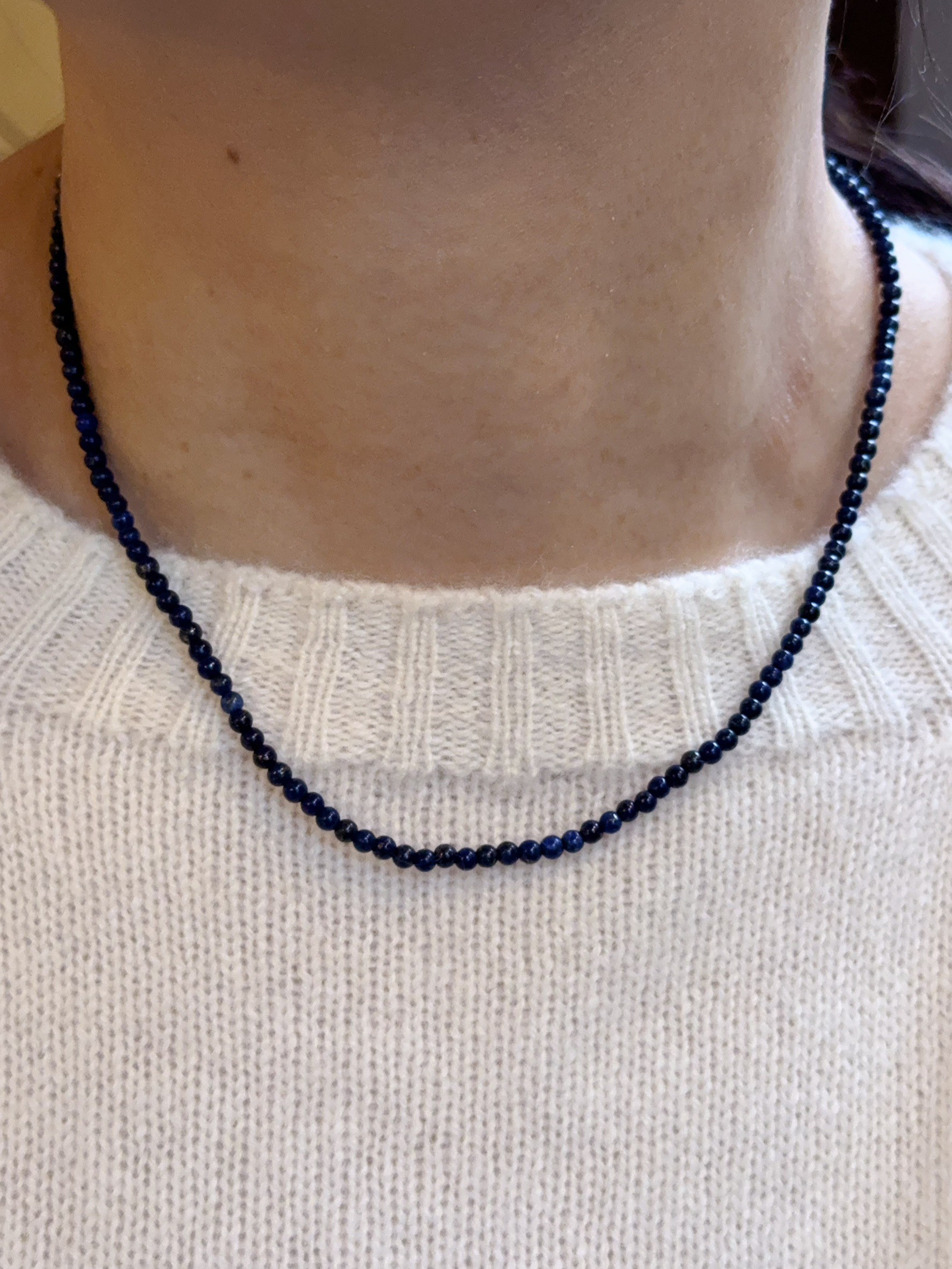 A41.925純銀青金石珠珠項鍊