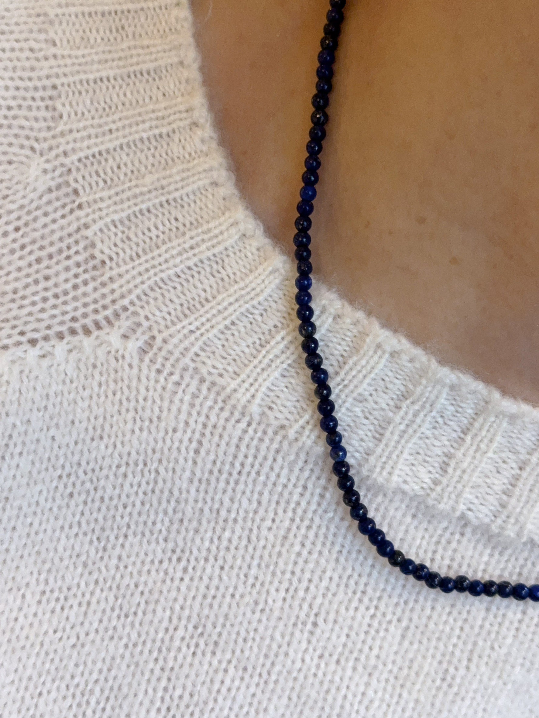 A41.925純銀青金石珠珠項鍊