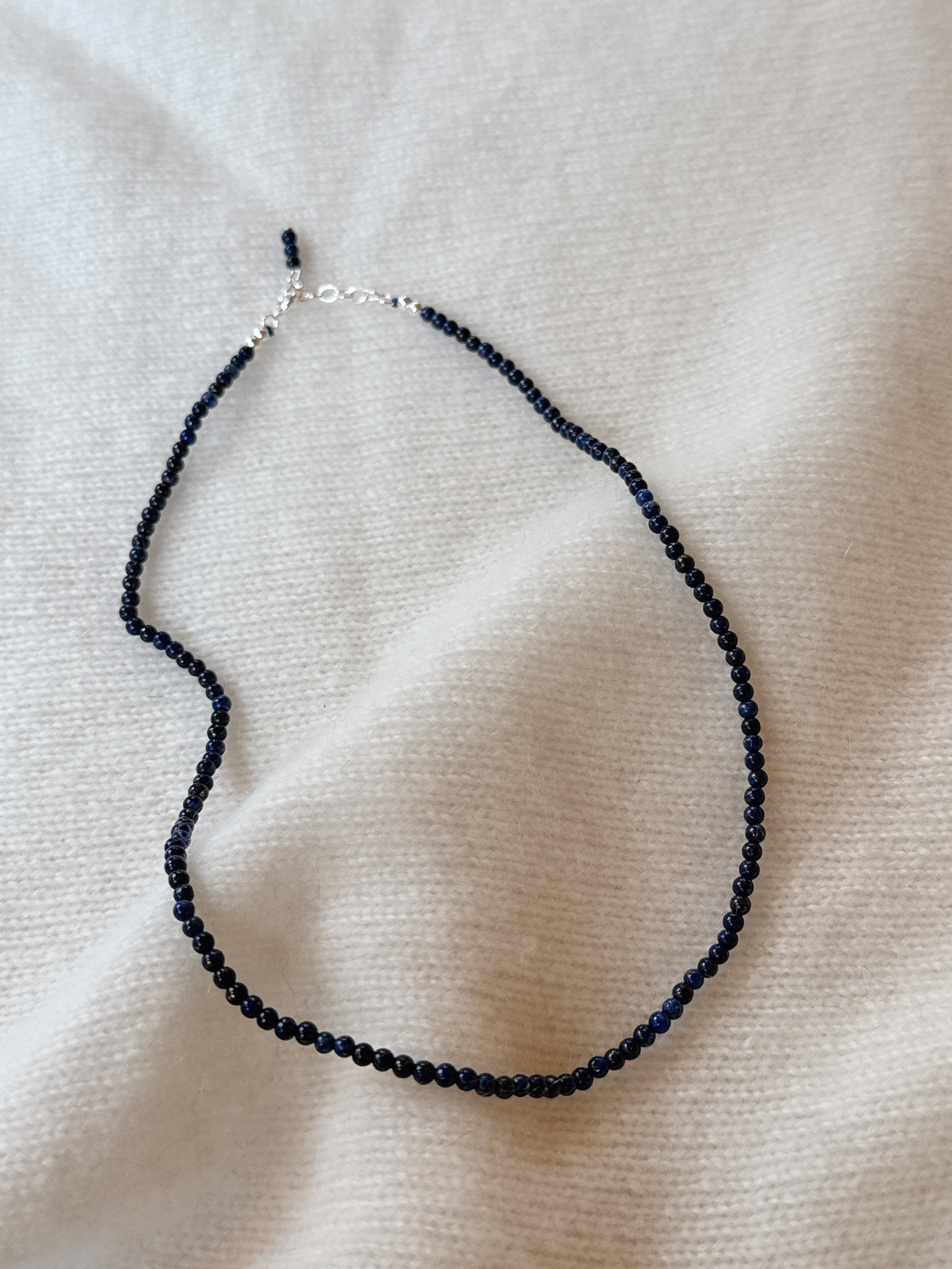 A41.925純銀青金石珠珠項鍊