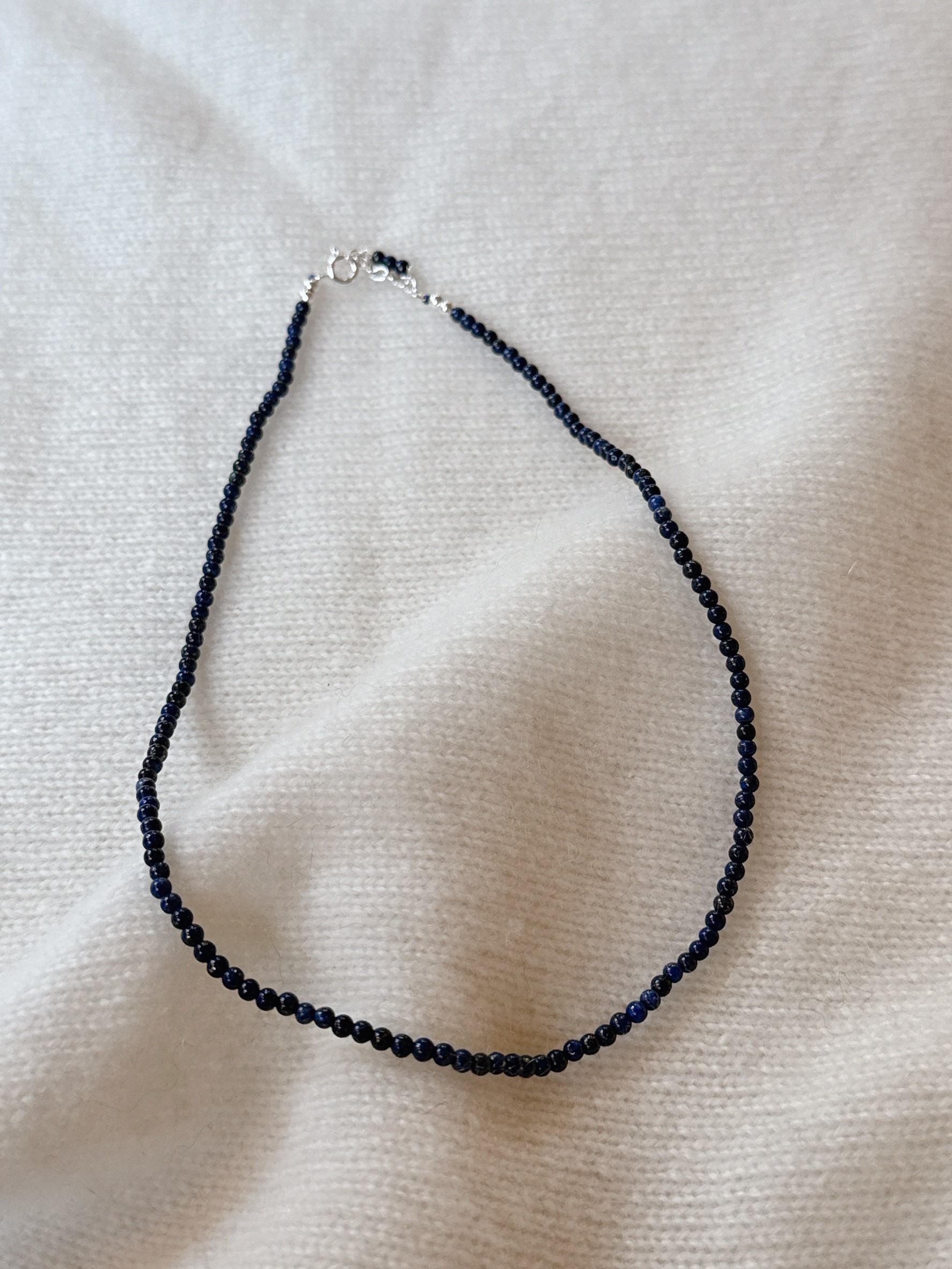 A41.925純銀青金石珠珠項鍊