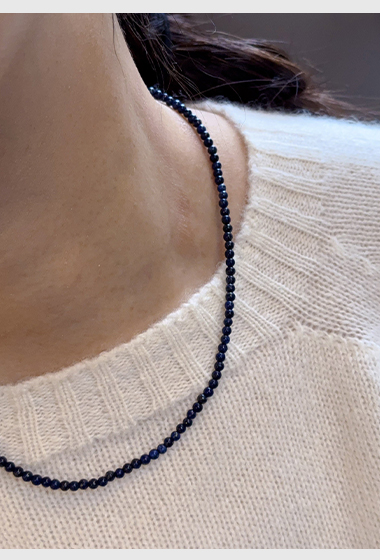 A41.925純銀青金石珠珠項鍊