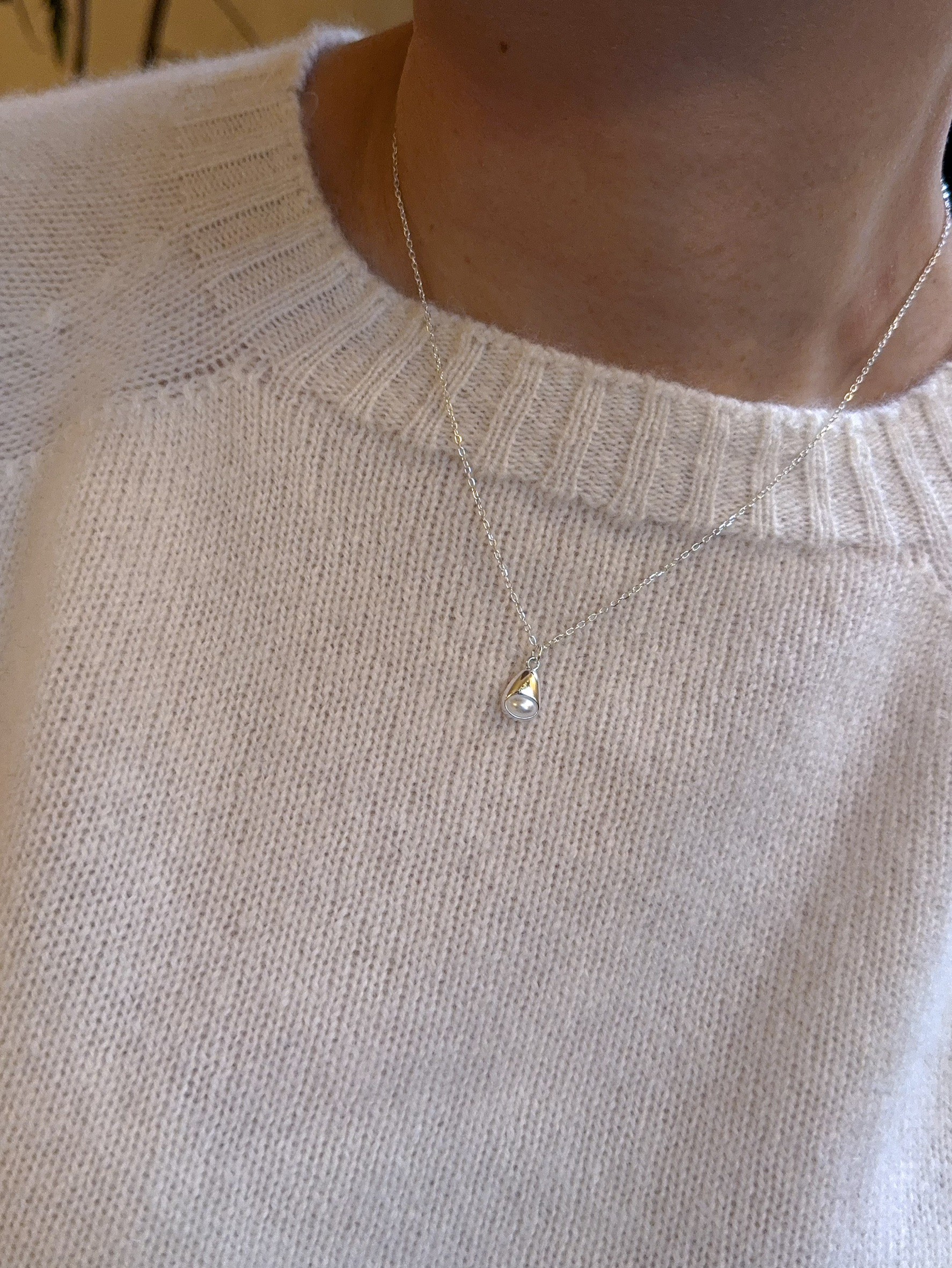 A40.925純銀晨露珍珠項鍊