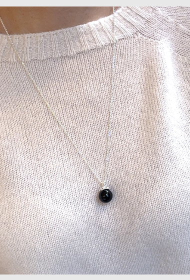 A37.925純銀月光圓珠項鍊