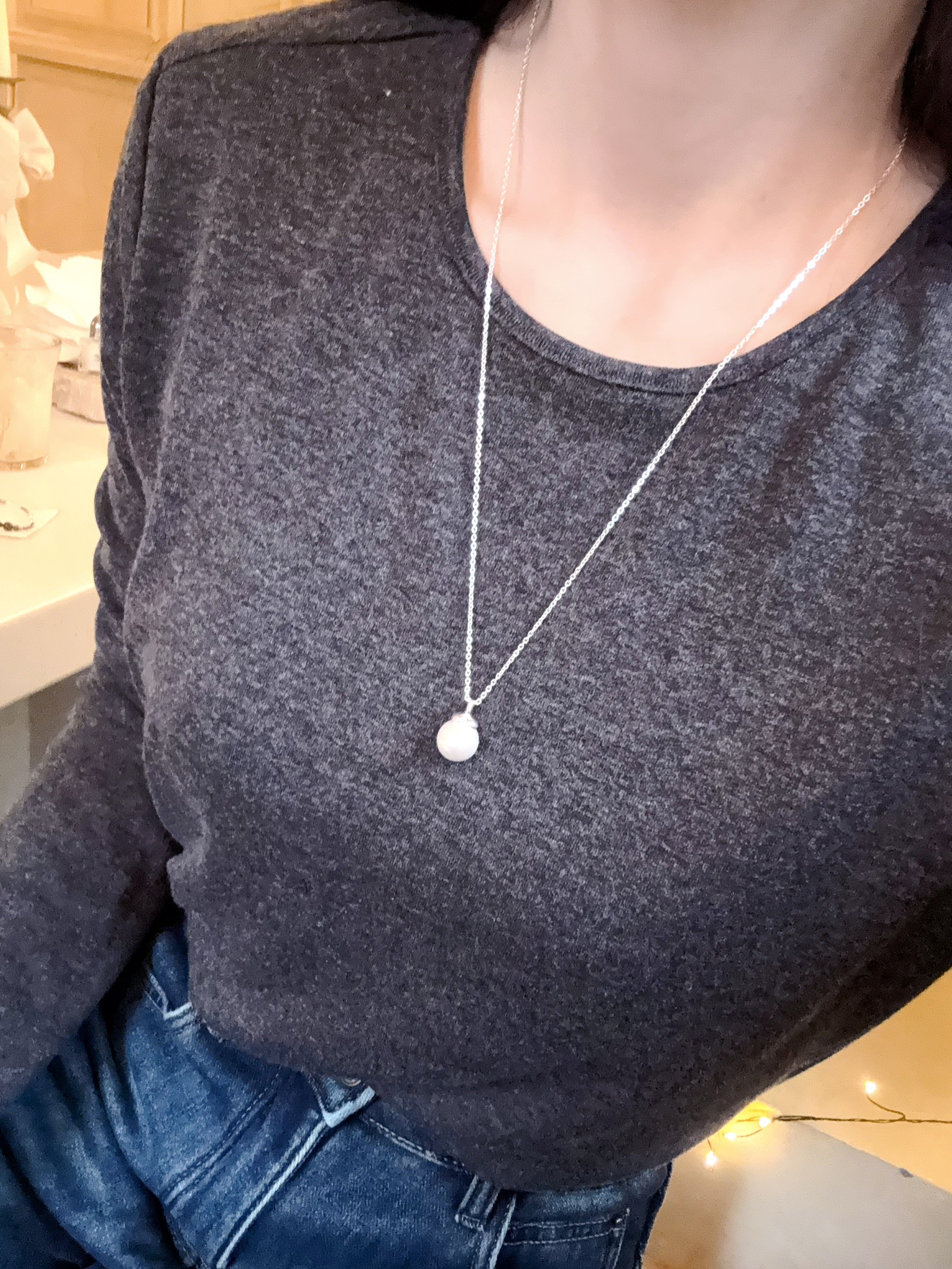 A37.925純銀月光圓珠項鍊