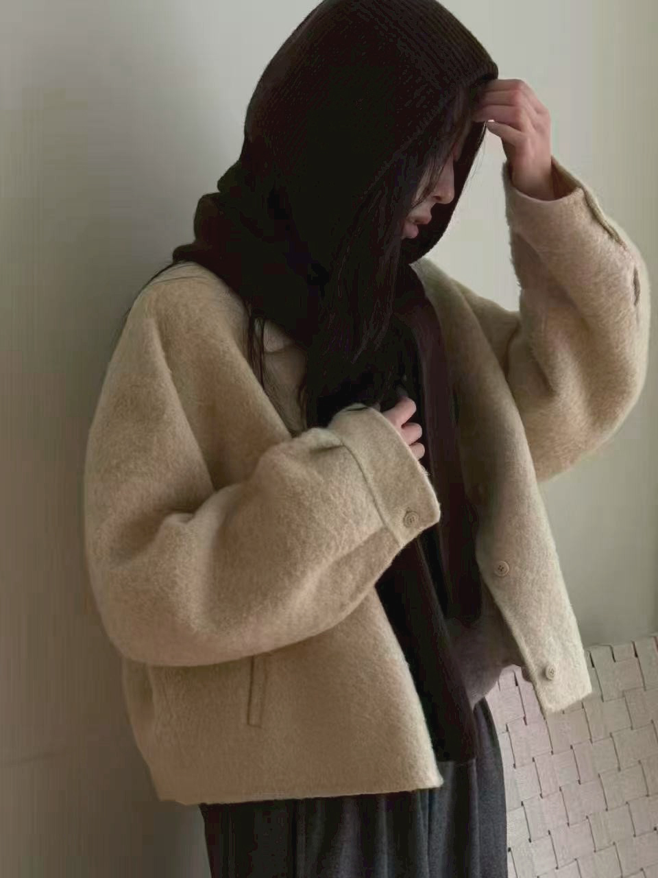 瘦瘦歐膩時尚連帽圍巾