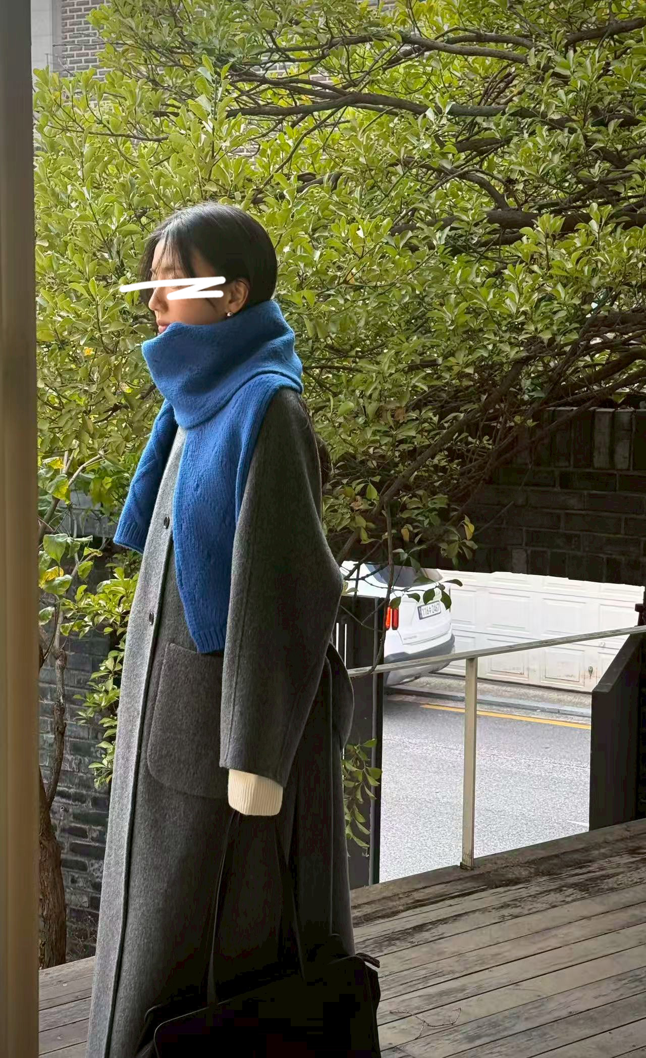 B37.瘦瘦歐膩時髦菱格保暖圍巾