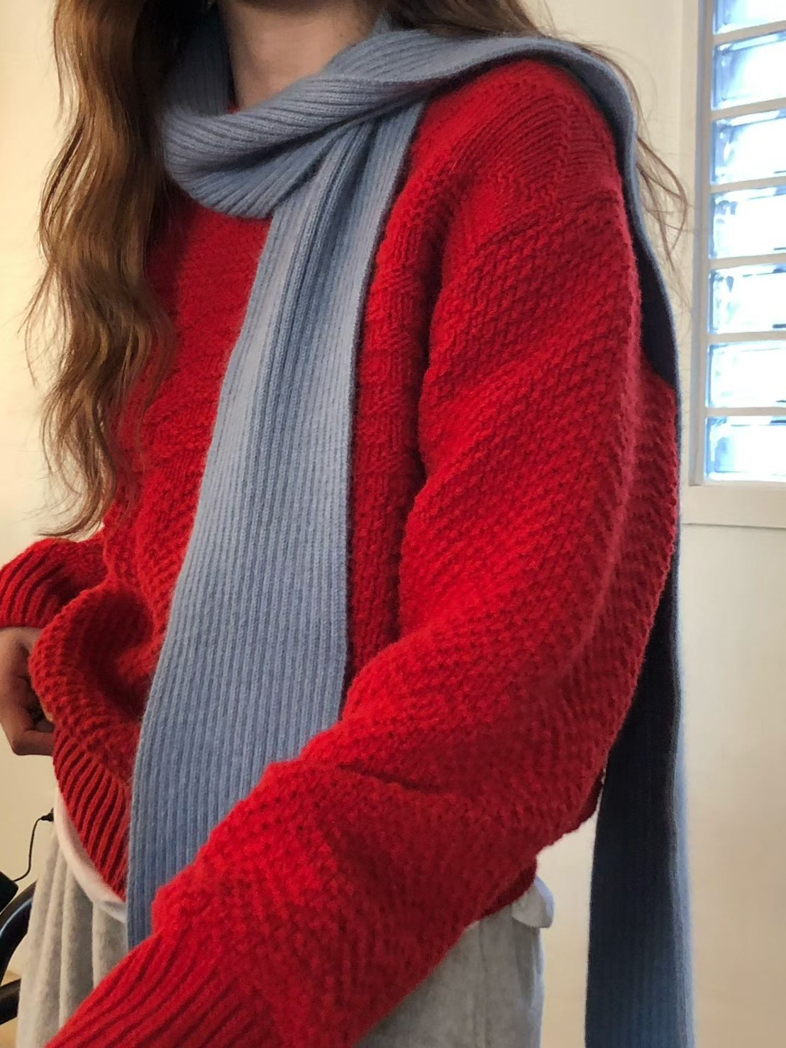 A21.大V家浣熊亮彩坑條圍巾