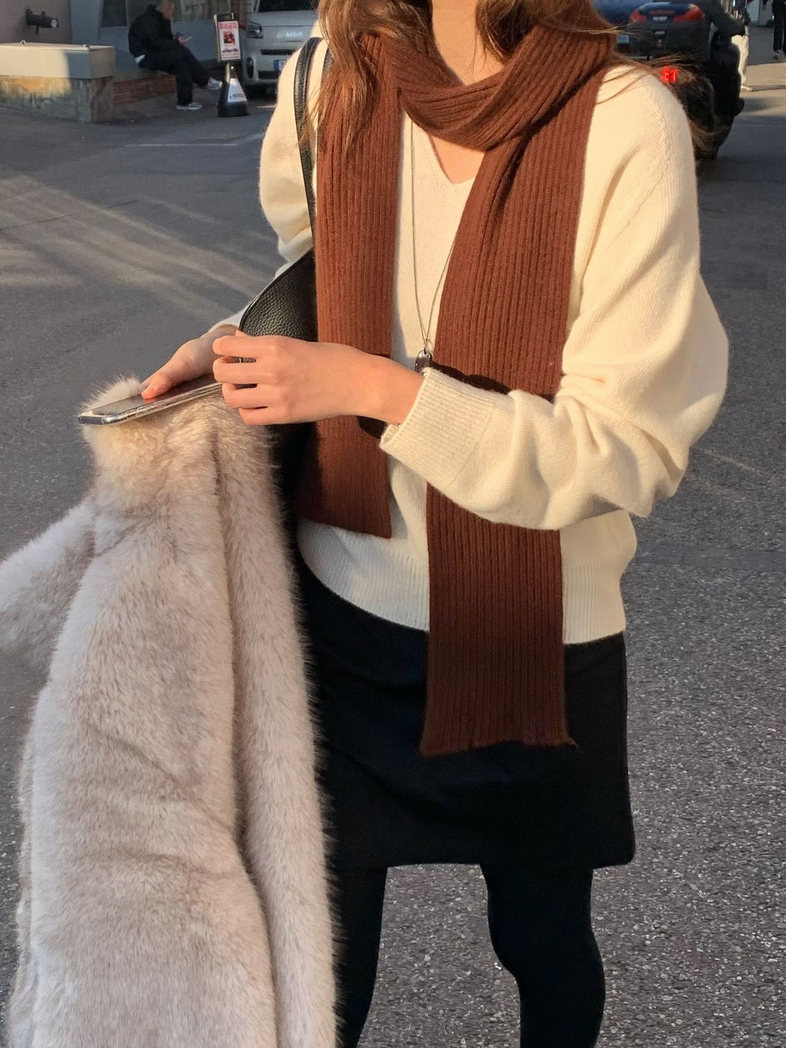 A21.大V家浣熊亮彩坑條圍巾