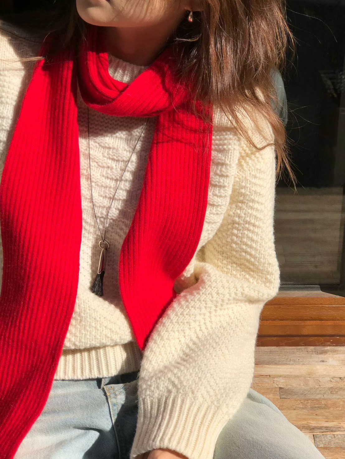 A21.大V家浣熊亮彩坑條圍巾