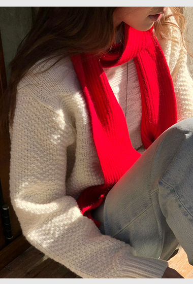 A21.大V家浣熊亮彩坑條圍巾