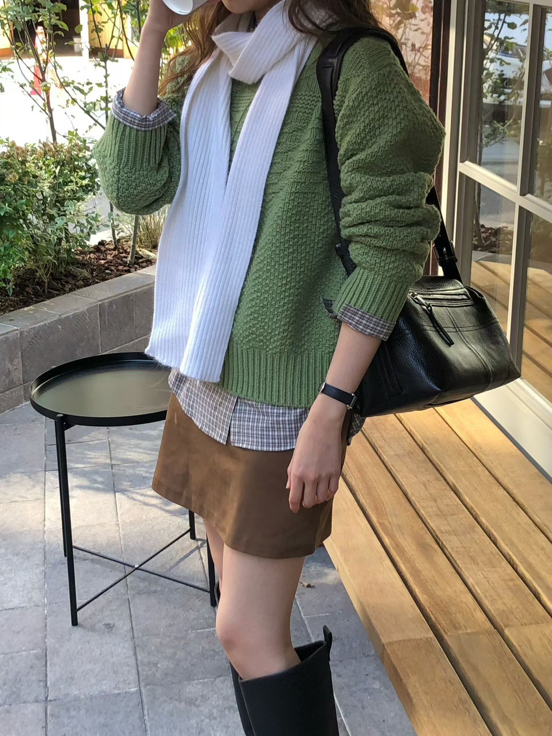 A21.大V家浣熊亮彩坑條圍巾