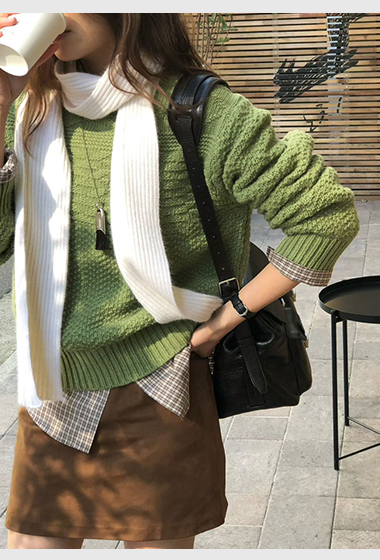 A21.大V家浣熊亮彩坑條圍巾