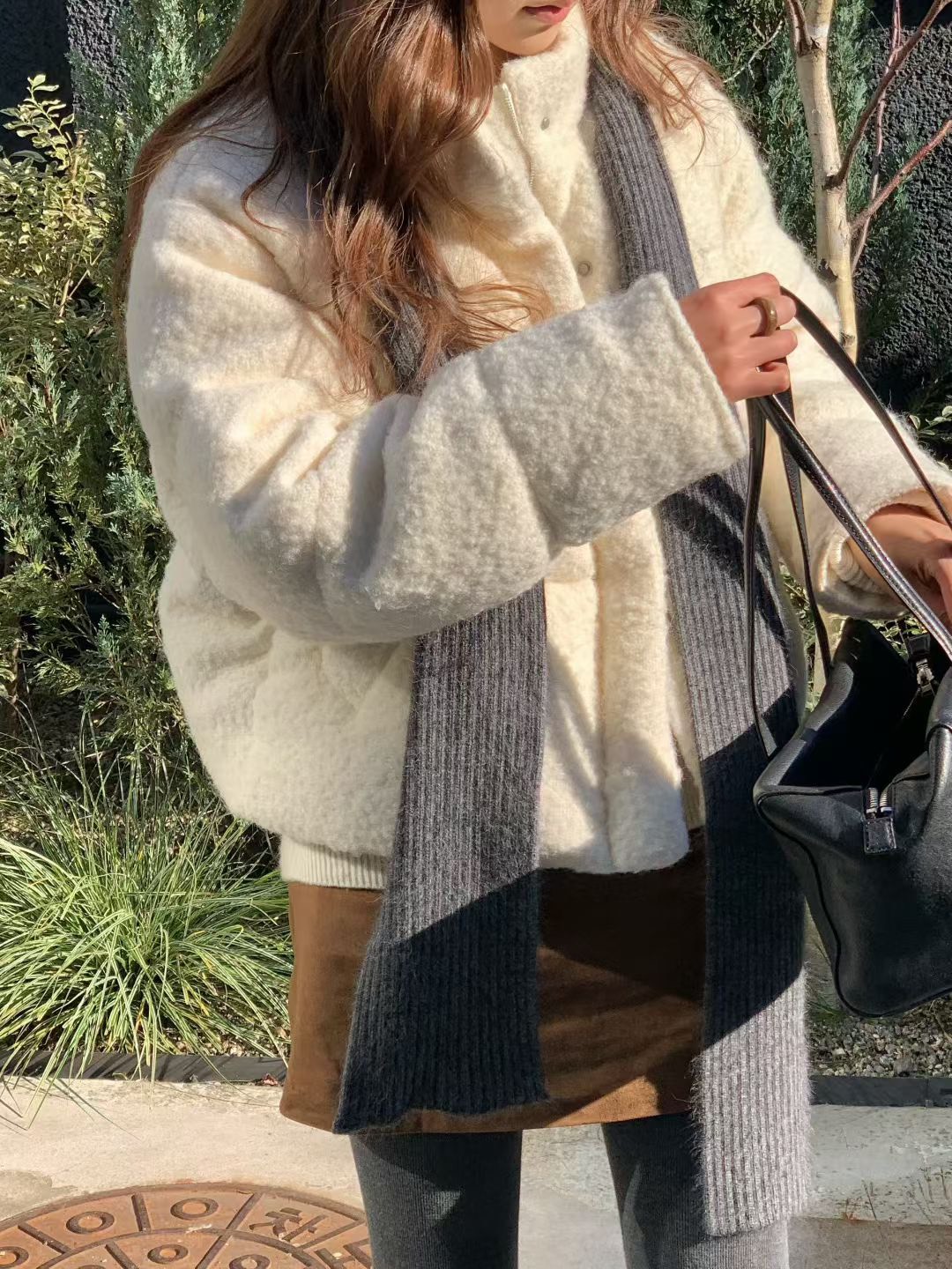 A21.大V家浣熊亮彩坑條圍巾