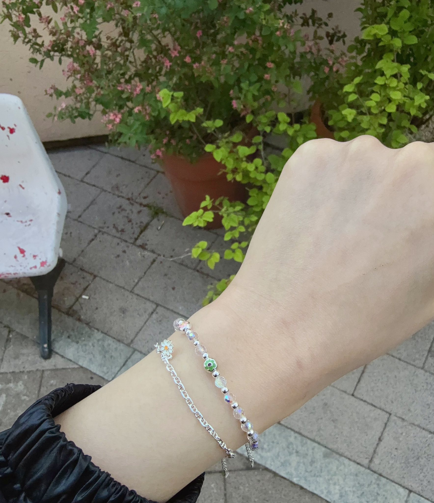 B36.925純銀透明珠小雛菊手鍊