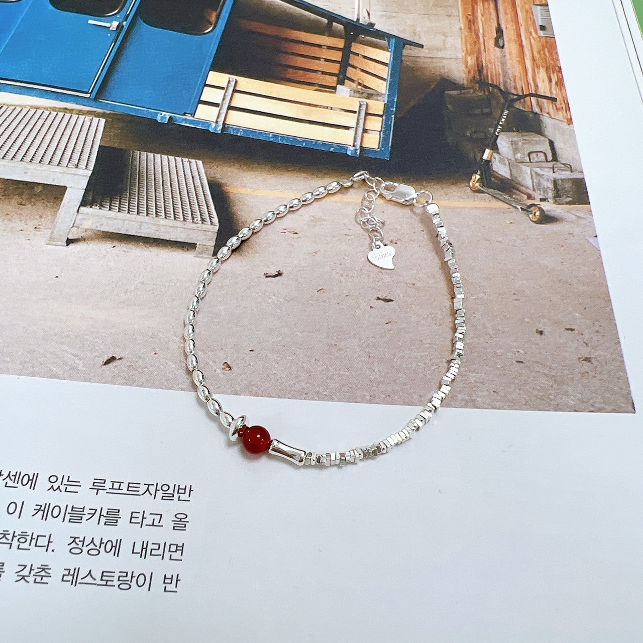 925純銀瑪瑙單珠手鍊