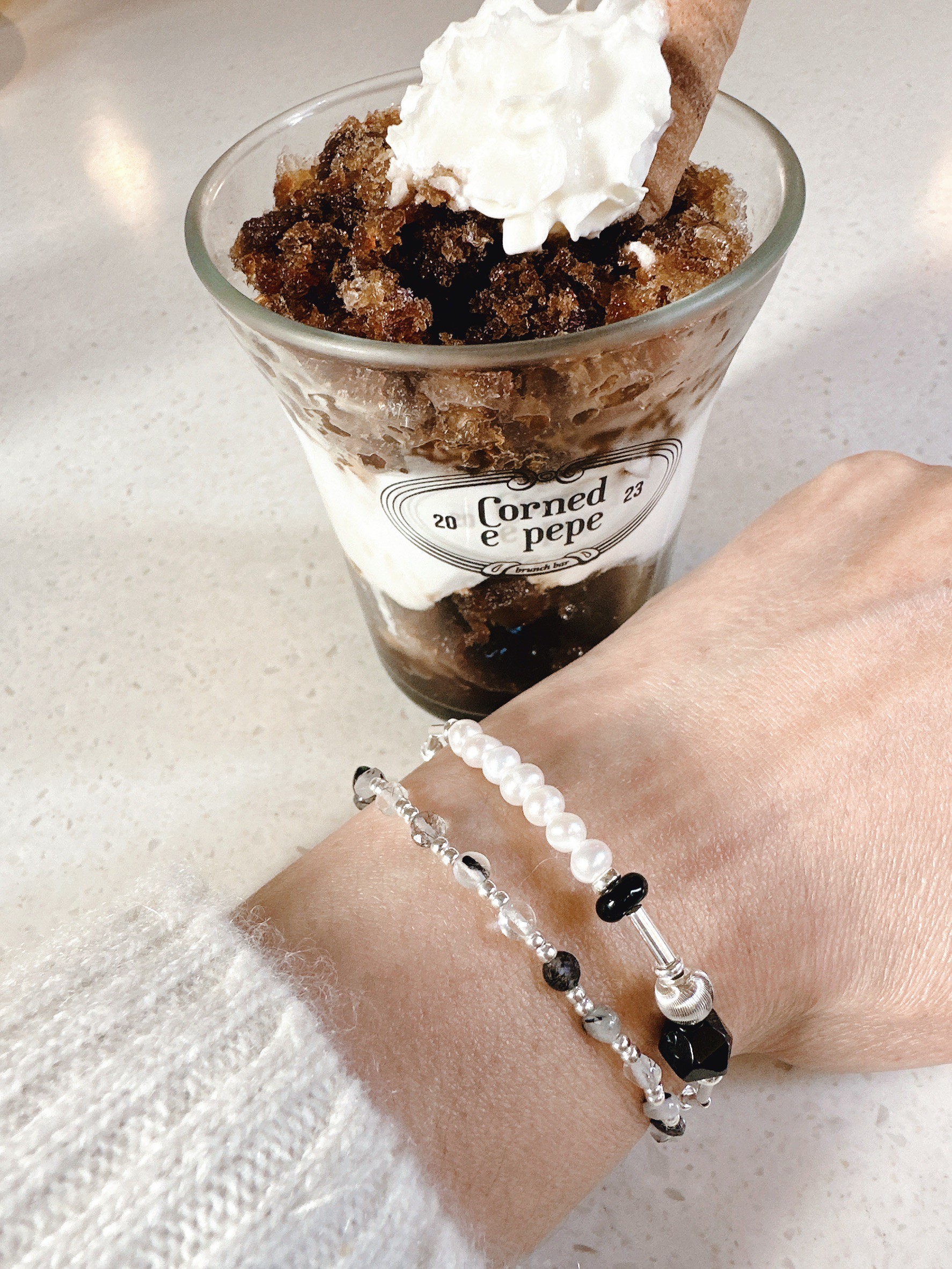 A30.925純銀水墨灰色調彈性手鍊