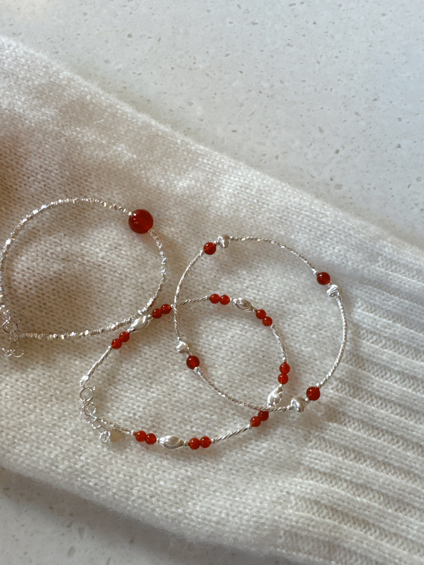 A26.925純銀單顆紅瑪瑙手鍊