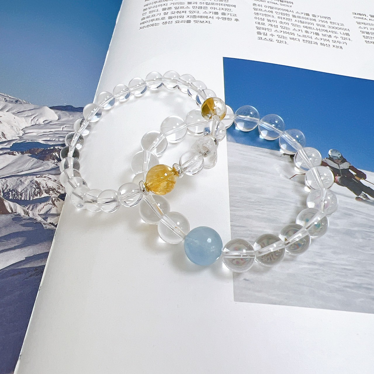 B78.沉靜白X海藍寶水晶手環