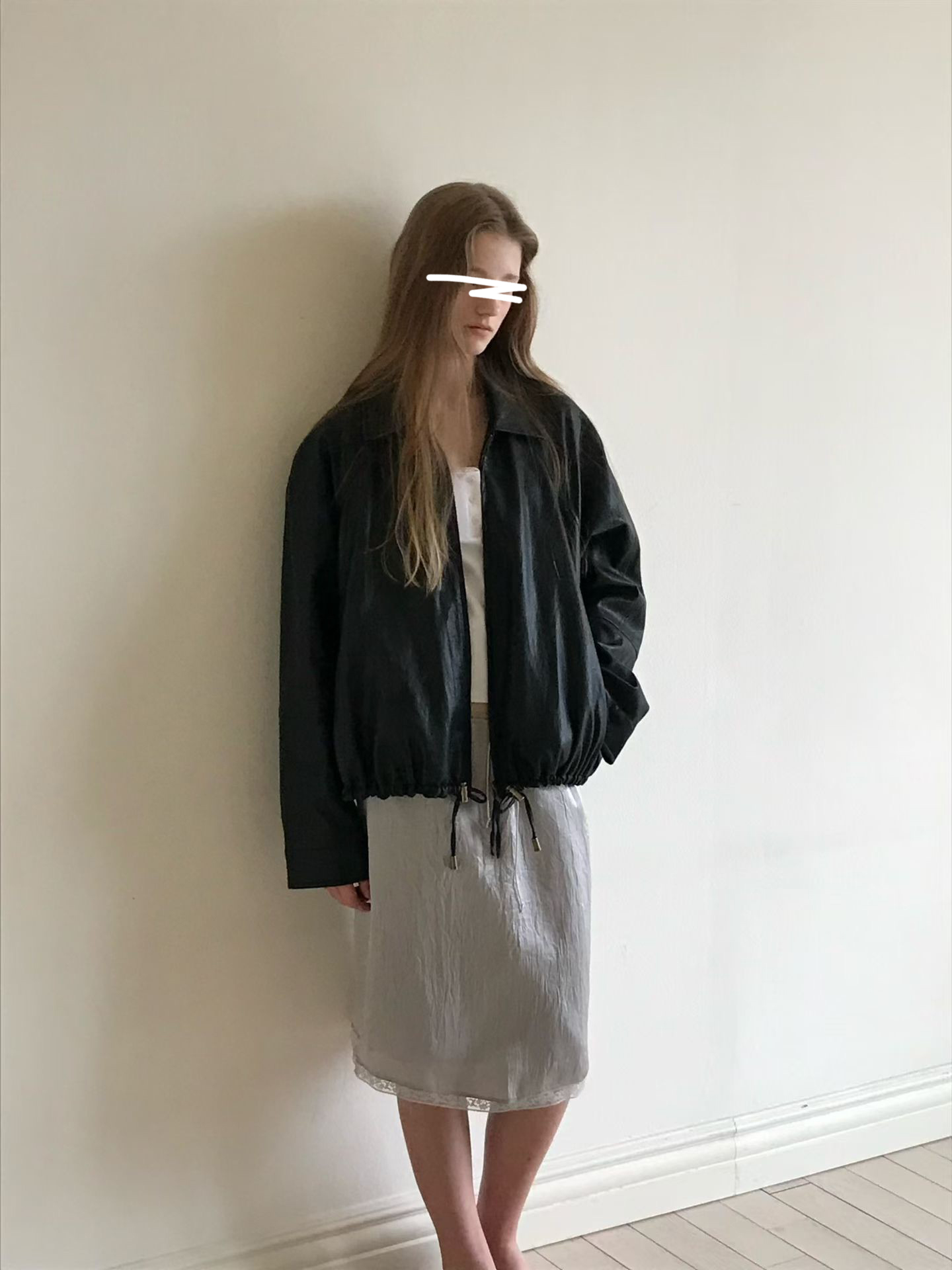 A97.小V家輕便傘狀PU皮外套