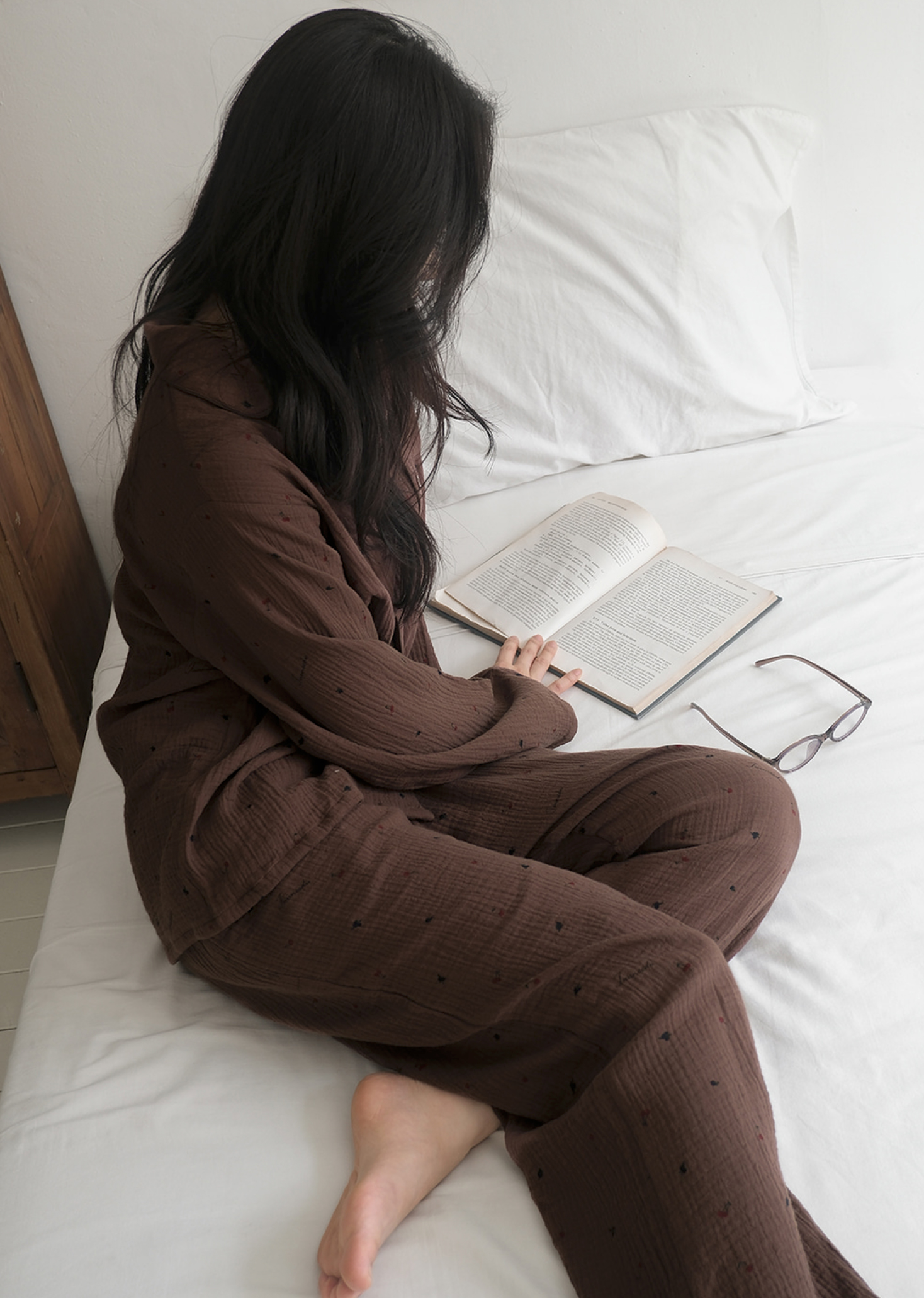 A01.小櫻桃紗布棉套裝(上衣+長褲)