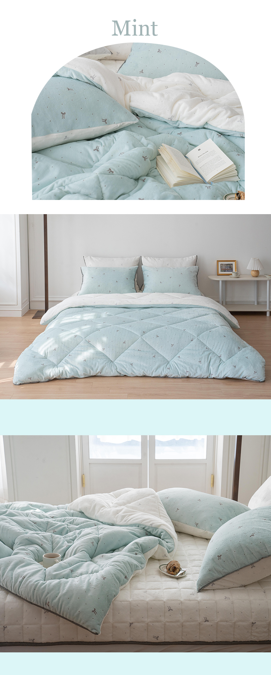 A13.點點蝴蝶結絨毛超細纖維雙人被Q