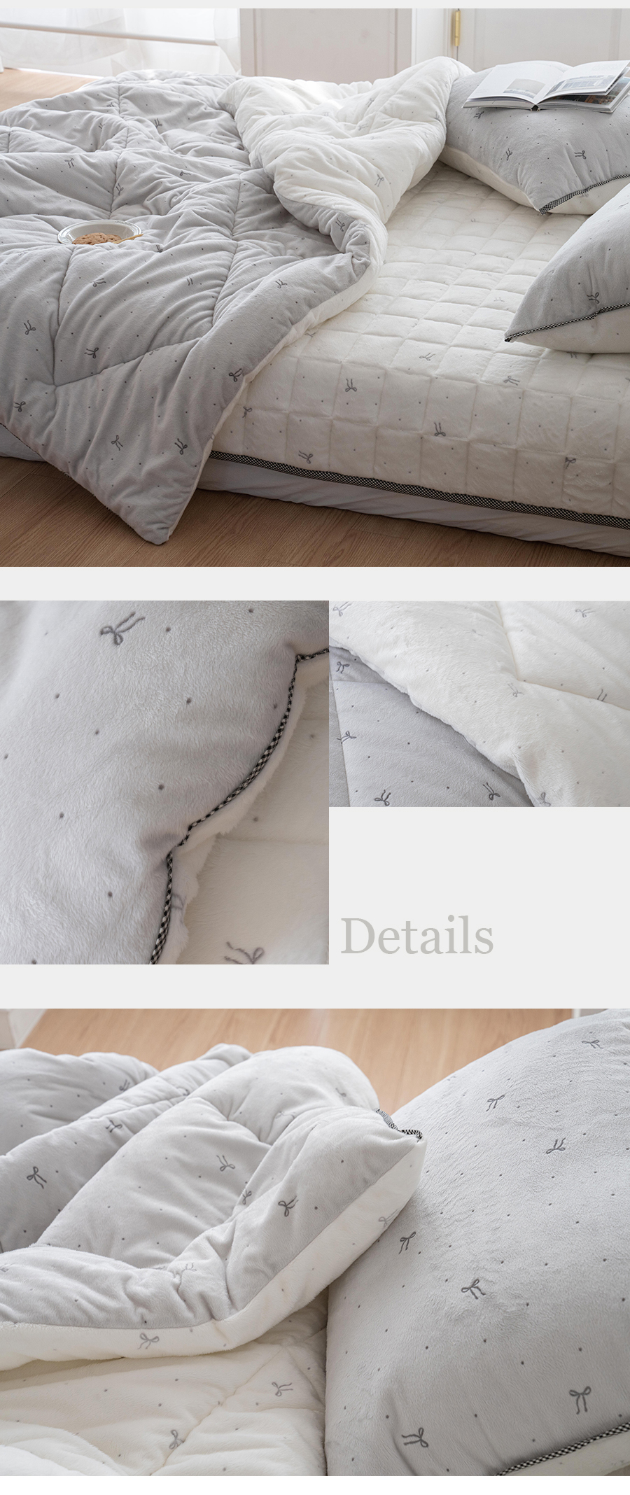 A13.點點蝴蝶結絨毛超細纖維雙人被Q