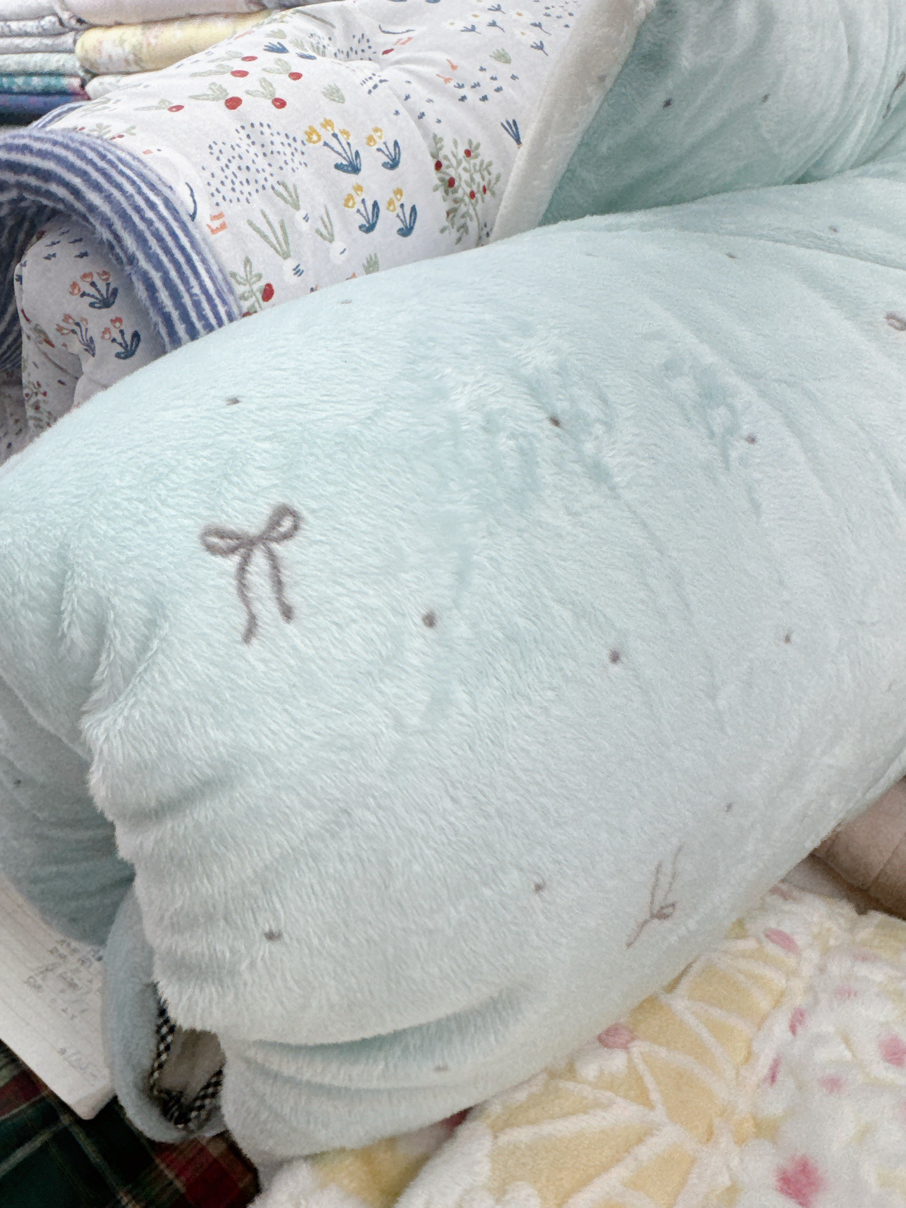 點點蝴蝶結絨毛超細纖維單人被S