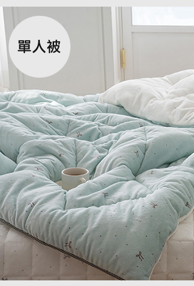 A12.點點蝴蝶結絨毛超細纖維單人被S