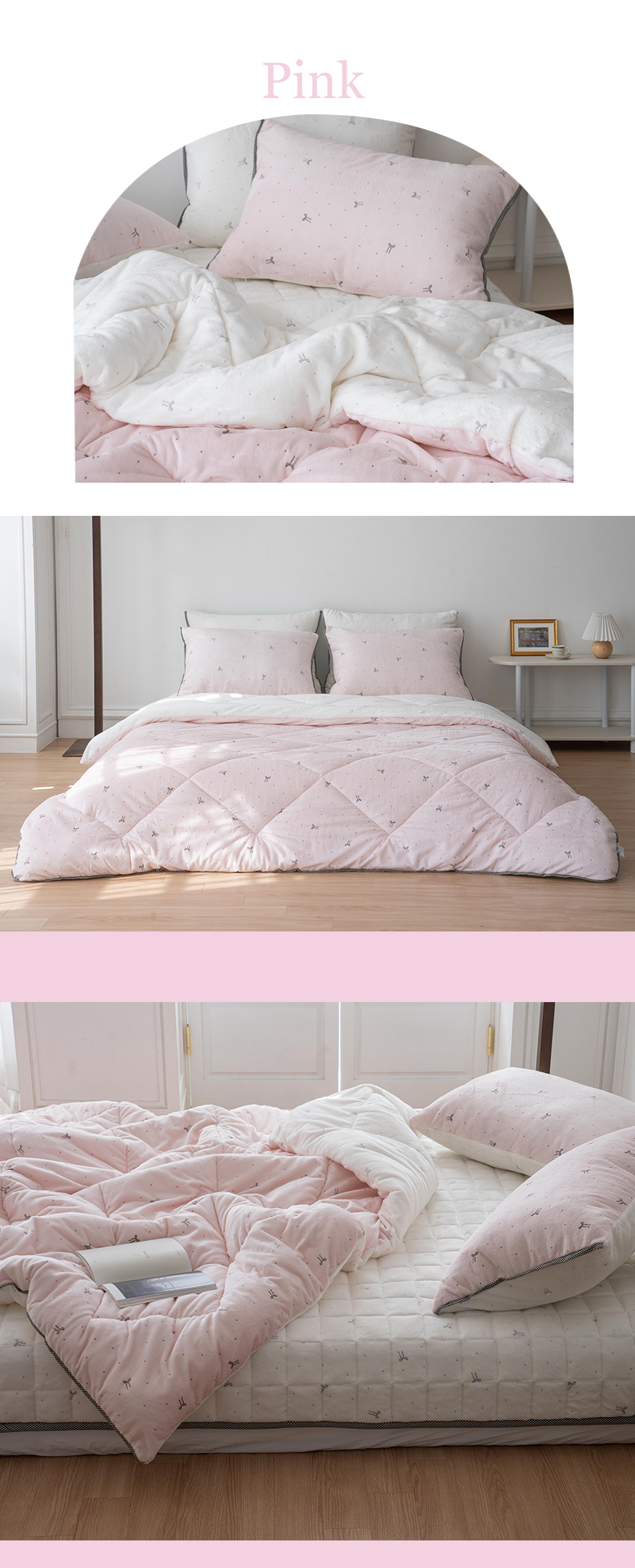 A12.點點蝴蝶結絨毛超細纖維單人被S