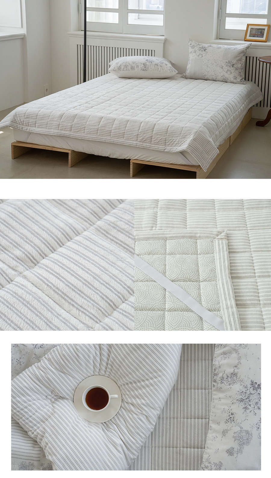 古典花卉線條冬日雙人床墊Q