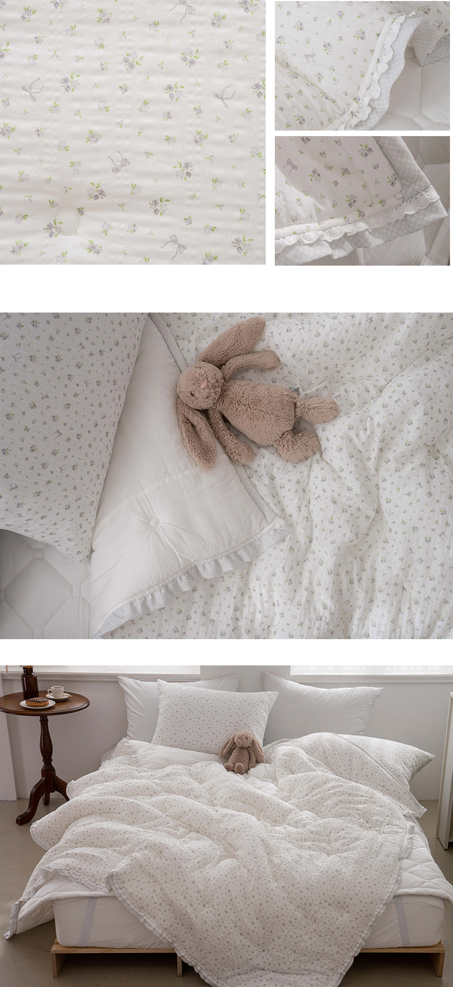 B31.小花蕾絲滾邊韓國雙人被Q