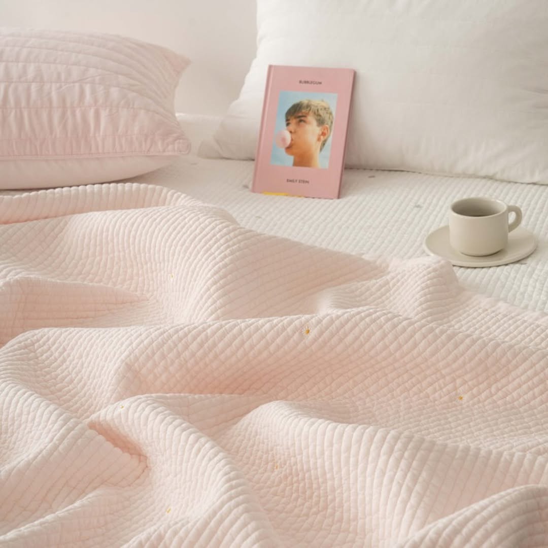 B25.素雅小雛菊刺繡單人被S