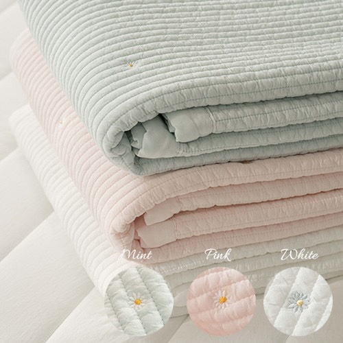 B25.素雅小雛菊刺繡單人被S