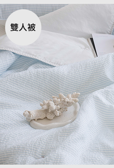 B68.莫代爾條紋小葉子繡花雙人涼被Q