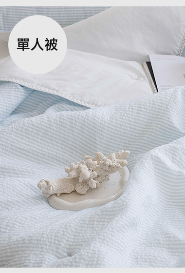 B67.莫代爾條紋小葉子繡花單人涼被S